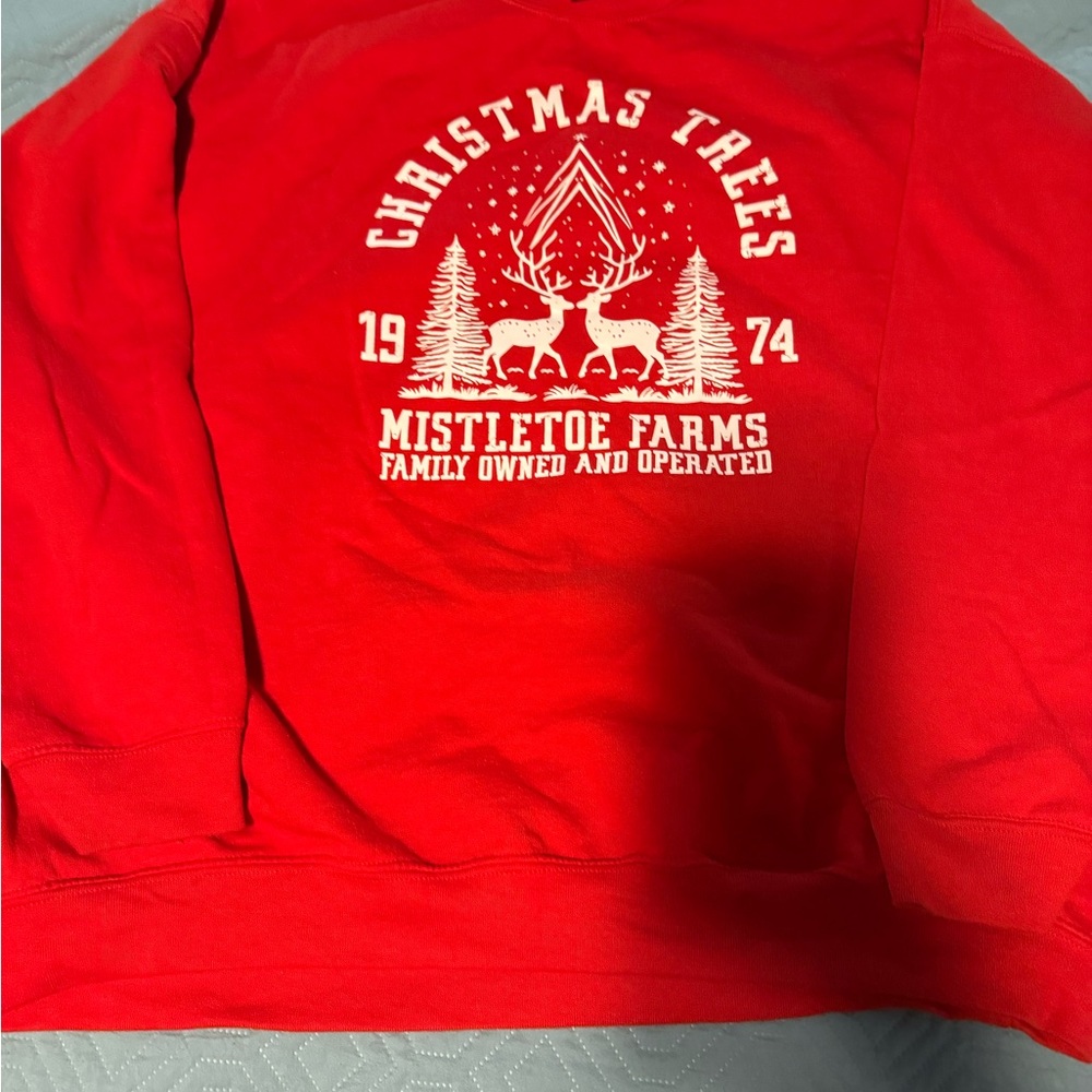 Gildan Red Holiday Sweatshirt with Reindeer Design